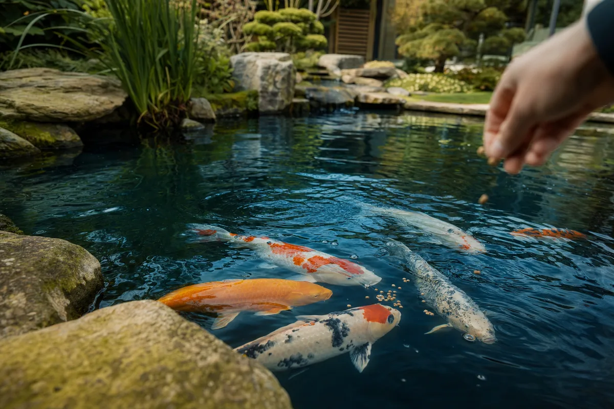 Koi füttern nach Wassertemperatur: der Futterplan durchs Jahr